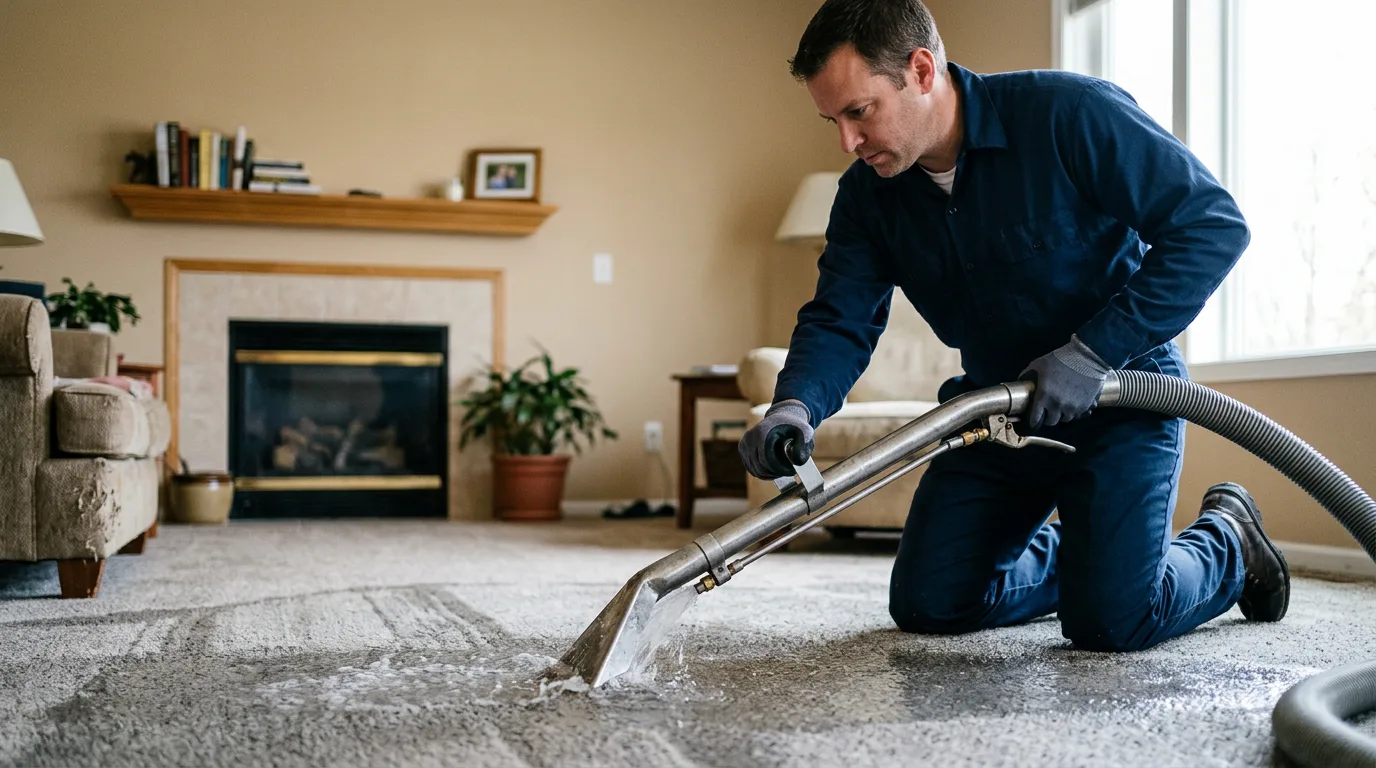 Water damage restoration technician working near Eastland, TX